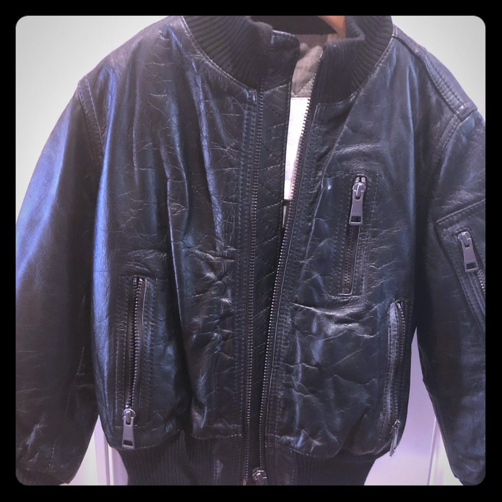 Burberry Childrens leather bomber jacket